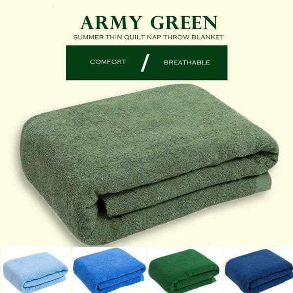 WASART Summer army green towel cotton quilt nap blanket soft bedspread air conditioning cool thin comforter bedding 150 251015