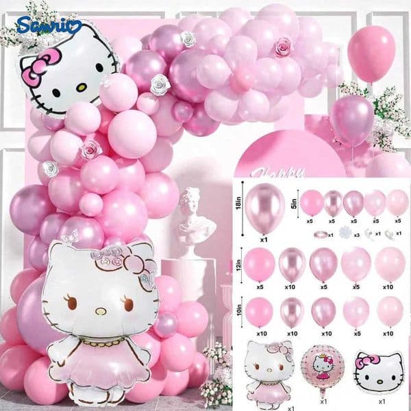 Sanrio Kawaii HelloKitty 3D Cartoon Party Balloons Set Birthday Party Decoration Supplies Arrange Accessories Childrens Toys Gifts L251016