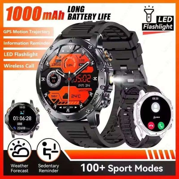 T-Rex 3 Military Grade 1000mAh Battery Smart Men 100+Sports LED Flashlight IP68 Waterproof HD Call Watch