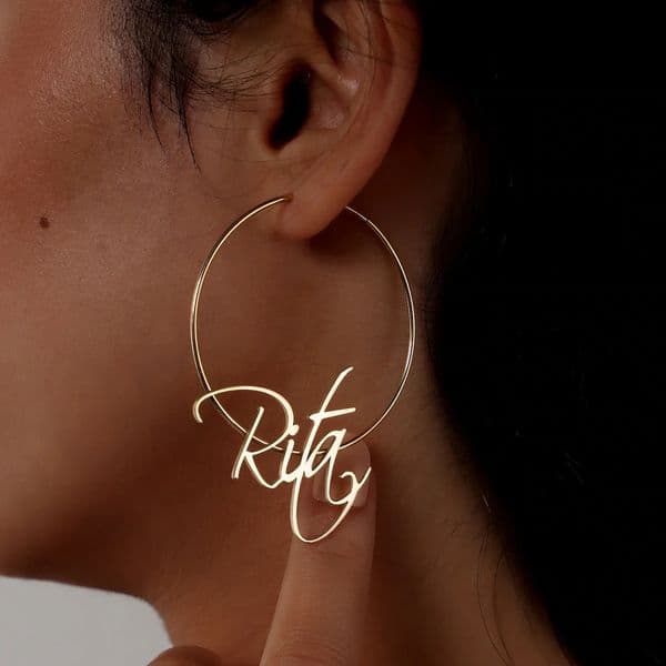 Custom Name 70MM Big Hoop Earrings For Women Girl Jewelry Personalized Stainless Steel Nameplate Gifts 251008