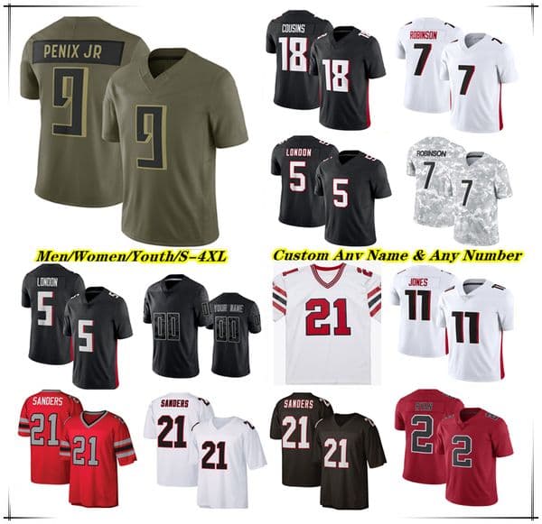 Michael Penix Jr. Bijan Robinson Football Jerseys Kirk Cousins Tyler Allgeier Drake London Kyle Pitts Sr Julio Jones Jessie Bates III Kaden Elliss Billy Bowman Jr 4XL