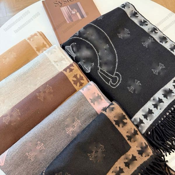 Designer scarf, women's Sanskrit jacquard double-sided cashmere scarf, imitation cashmere floral tassel scarf, long autumn and winter scarf