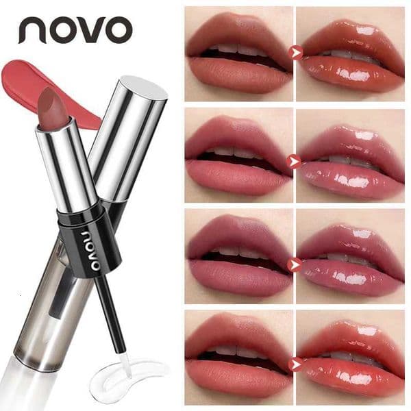 2 In 1 Dual Ended Moisturizing Lipstick Lip GlossWaterproof Proof Lipstick SealerMatte MirrorLong LastingNonStick Cup M251016