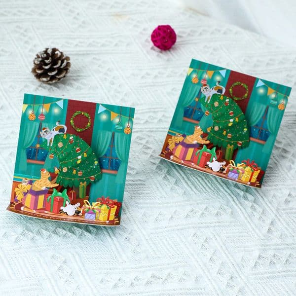 Wholesale Pack of 10 Christmas Pop-Up Cards with Color Printing 304G9070