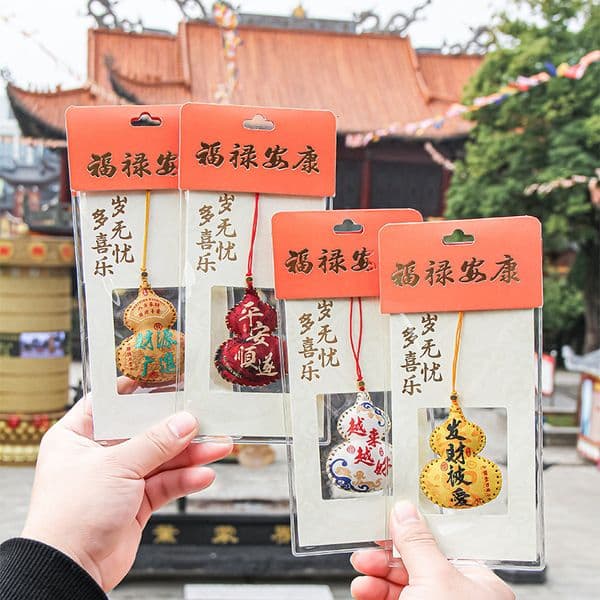 Temple Scenic Area Gourd Amulet Health Fortune Sachet Mobile Phone Car Use Peace Blessing Bag Pendant
