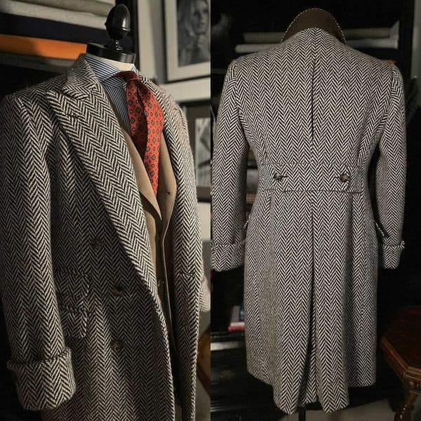 Customized Winter Woolen Men's Peaked Lapel Coat Business Formal Jackets Only One Piece Groom Formal Wear