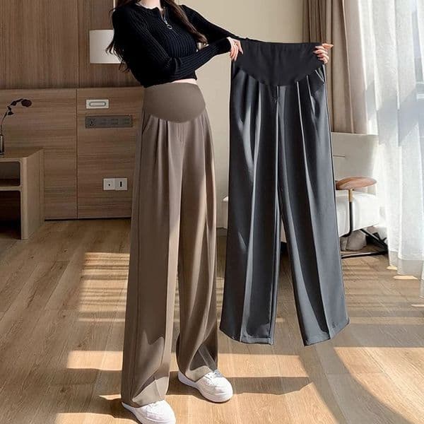 Woman Belly Trousers Elegant Pregnancy Formal Clothes Spring Maternity Suit Pants High Waist Floorlength Pregnant 251016BJ
