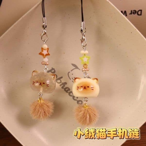 Little Fluffy Cat Bag Pendant Decoration Backpack Cute Creative Cartoon Phone Case Chain