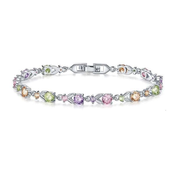 MxGxFam 17 20 cm x 4 mm 12 Color Choices Sweet White Bracelets For Girls Rhodium Gold Plated Cubic Zircon Jewelry 251011