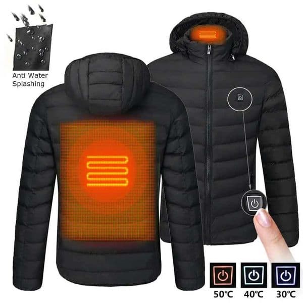 Mens Parka Winter Warm USB Heating Jackets Smart Thermostat Pure Color Hooded Heated Clothing Male Bobojaco Warm Padded Jacket H251017