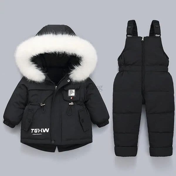Toddler Baby Girls Clothing Sets Winter Snowsuits for 03Years Baby Warm Down Jackets Thick Fur Hooded Coats with Jumpsuits Suit 251009BJ