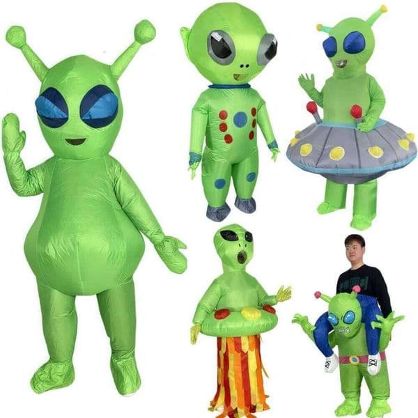 mascot Halloween male and female ET iatable suit, green alien monster horror role-playing costume, adult pa