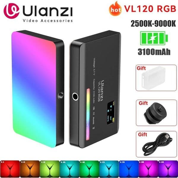 Ulanzi Vl120 Full Color RGB Video 2500K-9000K LED Photography Lighting Dimmable Camera Light Live Videography Fill Lamp
