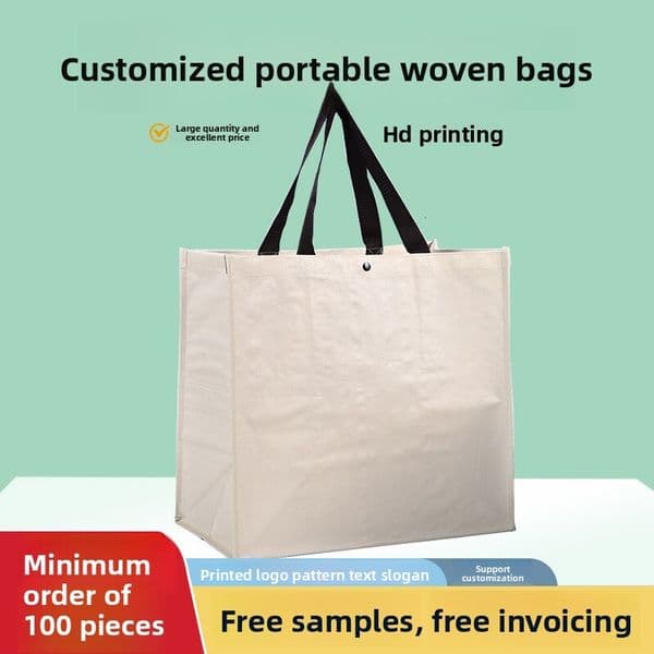 Solid Color Blank Plastic Advertising Clothing Shopping Large Capacity Moving Storage Handheld Woven Bag