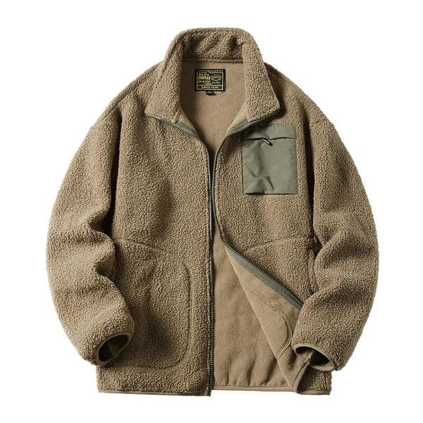 Men Thicken Fleece Padded Coat Berber Fleece Jackets For Men Vintage Stand Collar Polar Fleece Wintre Jacket Warm Tops 251017