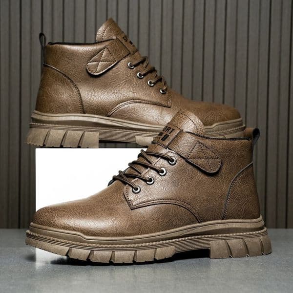 Mens casual boots Spring and Autumn British workwear Non slip soft sole comfort outdoor mid top leather male shoes 251013