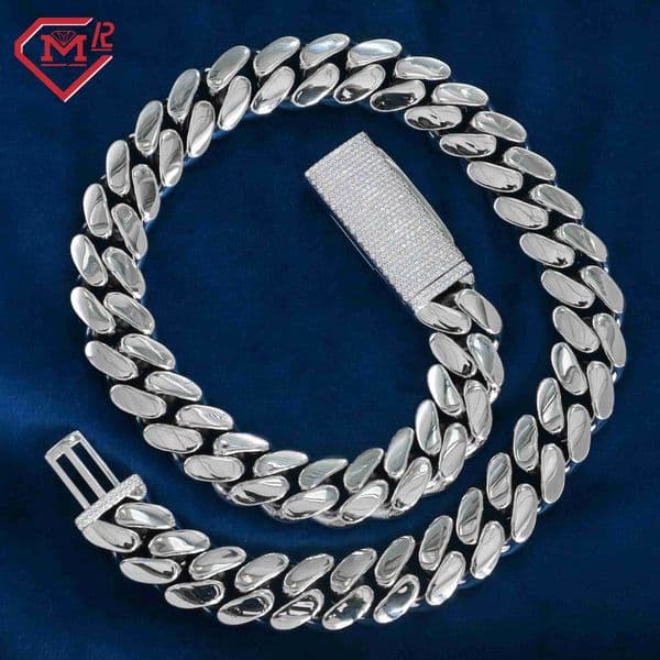 10K Gold Moissanite Cuban Chain Hip Hop Customized Trend Plain Iced Out 16MM Plain Chain Cuban Lidynamic Chain