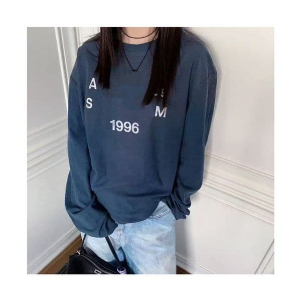 Trendy woman fashion womens long sleeved shirt summer lightweight sun protection letter logo casual tshirt splicing lsleeved loose w 26M0323