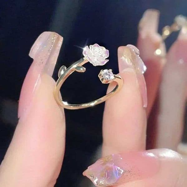 Zirconia Rose Cherry Blossom Tulip Luxury Zircon Flower Opening Rings for Women Cubic Adjustable Finger Ring Wedding Jewelry W251017