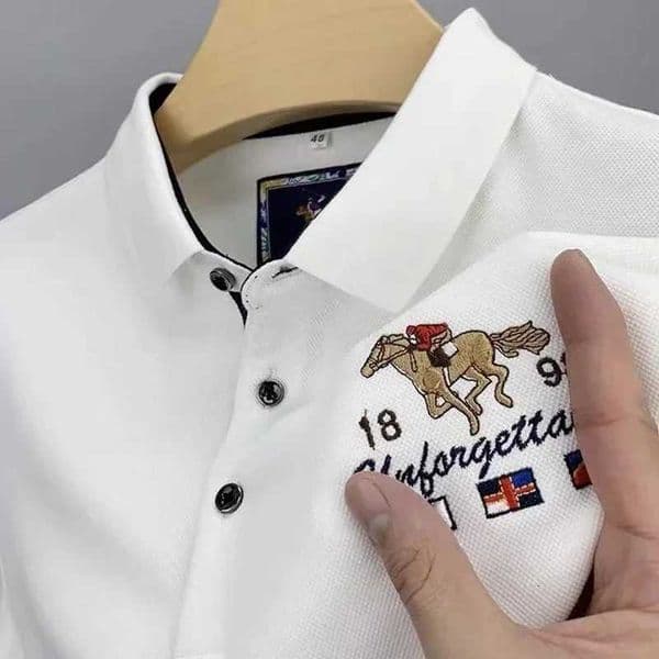 Mens Casual Fashion Polo Shirt Breathable and Comfortable Embroidered Top W251017