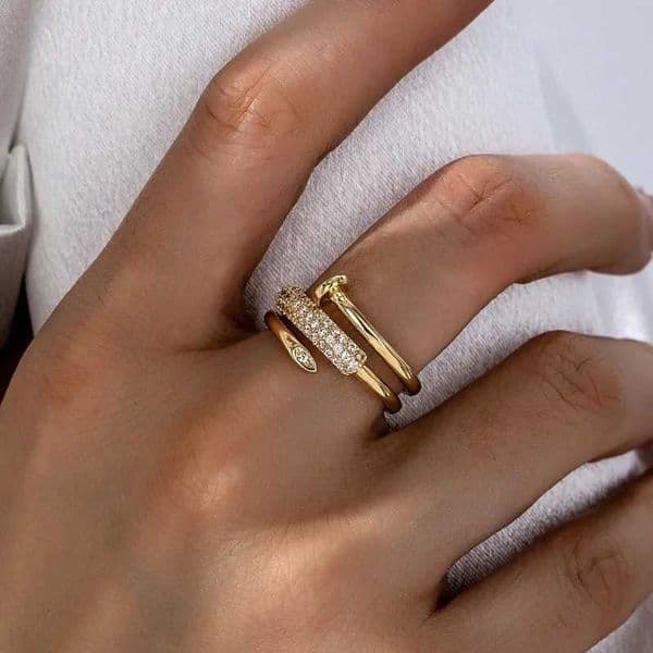 Luxury Designer Micro for woman Inlaid Zircon Three Circle Nail Opening Personalized Ring For Women Light Luxury Jewelry Free Shipping