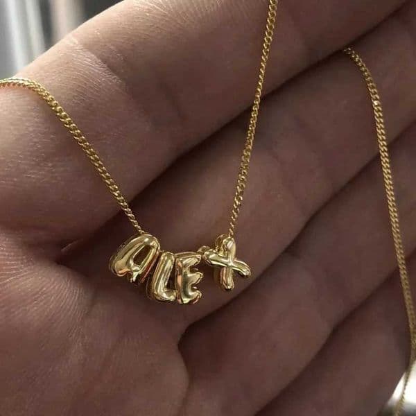 New Mini Bubble Balloon Initial Letter Pendant Necklace Gold Plated Personalized Chunky Alphabet Necklace Charm Jewelry Z251011