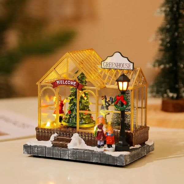 Christmas Scene Village Houses Collectible Buildings LED Tabletop Xmas House for Bedroom Indoor Living Room Desk Xmas Party 251015