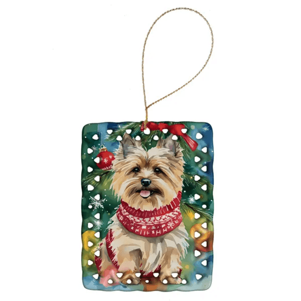 Chihuahua Christmas Reindeer Porcelain Ornament Christmas Tree Hanging Decorations for Home Christmas Holiday Rectangle Gift Multicolor
