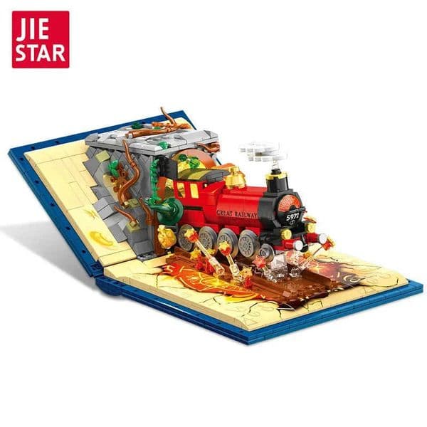 New building blocks toy assembly DIY popup book movie series express train JJ9059 T251018