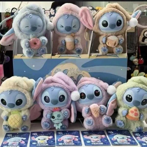 Toys New Stitch Eat Something Before Sleep Series Blind Box Plush Dolls Pendant Cute Doll Ornament Mystery Box Surprise Toys Gifts