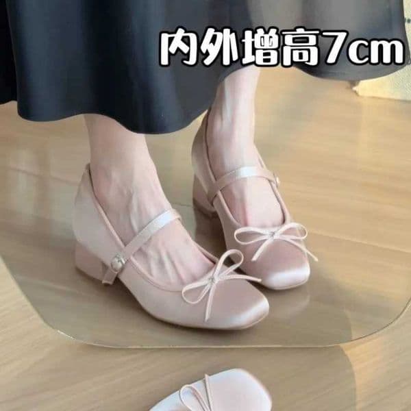 Inner Heightened Mary Jane Shoes Women 2025 Summer New Kitten Heel Bow Sweet Casual Single Shoes Z251015