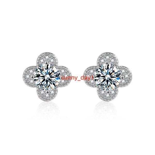Lerca 2024 New Fashion Design 925 Silver Sterling Fourleaf Clover Moissanite Diamond Earrings Charming Jewellery for Female Designer