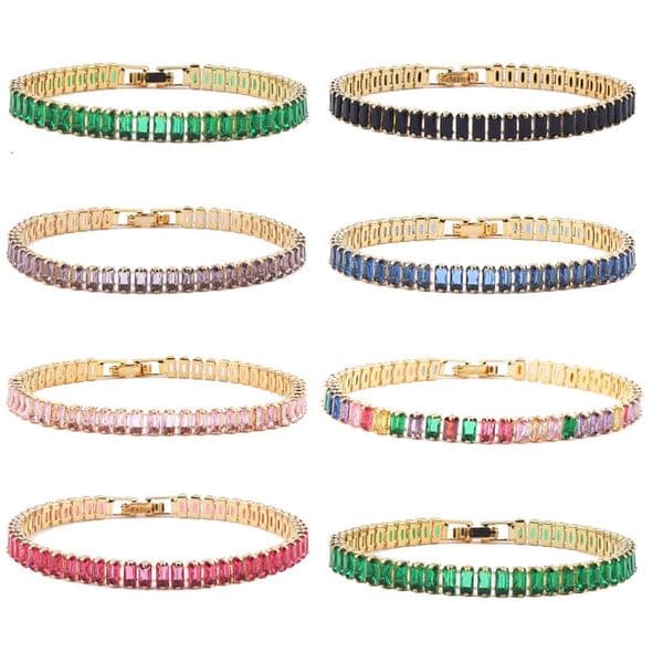 n 18K Gold Plated Geometric Zircon Bracelet for Women Girl Accessories Fashion Jewelry Rainbow Zircon Party Gift 251011