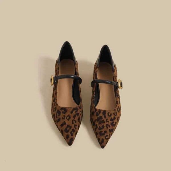 French Shallow Single Shoes Womens 2025 Summer New Block Heel Vintage Leopard Print Pointed Toe Mary Jane Shoes Z251015