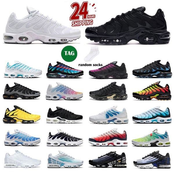 Tn Plus 3 Running Shoes Men Women Triple White Black Sky Blue Gradient Dusk Unity tns Tennis Breathable Mens Trainers outdoor Sports Sneakers Size 36-46