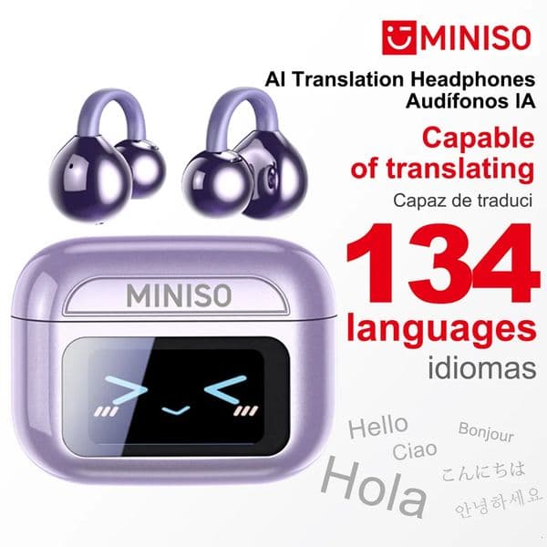 MINISO MS201 Bluetooth V60 Wireless Headphones OWS EarClip AI Translator Earbuds 60H Longlife Earphones with Full Color Screen 251013