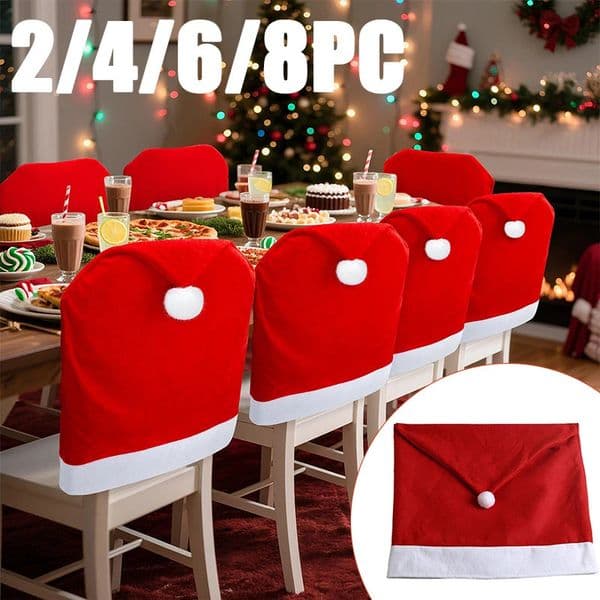 28PC Christmas Chair Cover Red NonWoven Soft Comfortable Xmas Seats Cover Christmas Chair Covers Home Decorations 251015