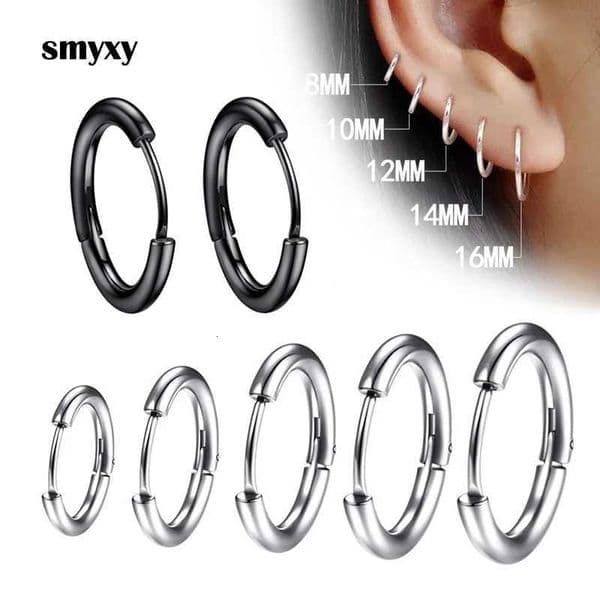 1 pair WenMan Stainless Steel Small Hoops Earring Piercing Ear Cartilage Tragus Simple Thin Circle Antiallergic Ear Buckle X251018
