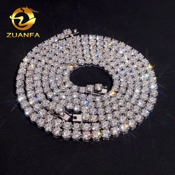 Luxury Hip Hop Jewelry 10k Gold Lab Grown Diamond Tennis Chain 2mm 3mm 4mm 5mm Round Brilliant Cut Diamond Tennis Necklace