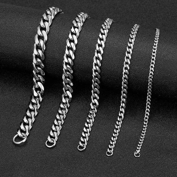 MKENDN 311mm Locomotive Men Punk Rock Stainless Steel Curb Cuban Link Chain Silver Color Bracelet For Women Biker Jewelry 251013