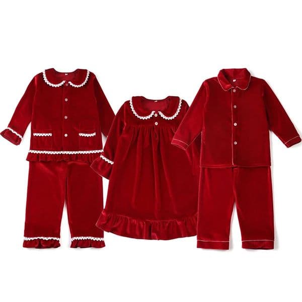 Ruffkids Kids Pyjamas Girls Boys Baby Clothes Loungewear Family Matching Pjs Red Velvet Christmas Pajamas Sets 251009BJ