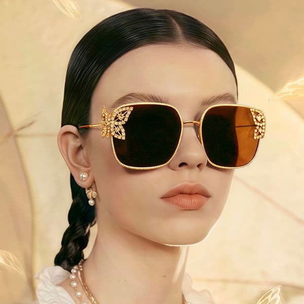 Brand Square Large Frame Butterfly Sunglasses Metal 2026 New Fashion Wo Light Sunglasses Trendy