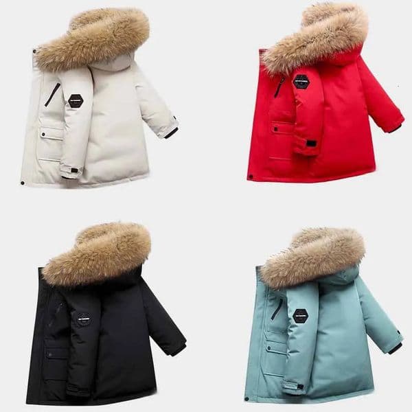 Winter Thickened Coat Boys Thicken Warm Jackets Childrens Hooded Cotton Outerwear Teenagers Large Fur Collar Clothing 251017