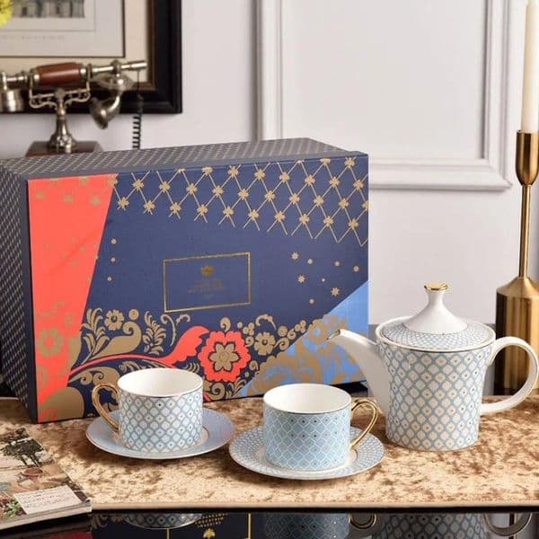 European Bone China Afternoon Tea Set, Checkered Series, High-End, Exquisite, Creative Coffee Cups, Plates