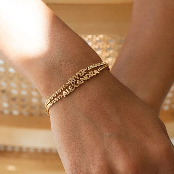 Customized Name Bracelets for Women Stainless Steel Gold Chain Personalized Font Pendant Adjustable Charm Jewelry Gift 251008
