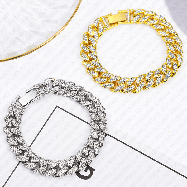 Designer Bracelet Bracelet Women Hip Hop Cuban Full Pave Bracelets Chunky Bracelet Luxury Jewelry Jewellery Designer for Women Iced Out Sparkling Bold Statement