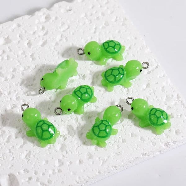 10pcs Cute Green Turtle Charms Animal Resin Pendant For Jewelry Making Accessories DIY Earrings Necklace Keychain 251008