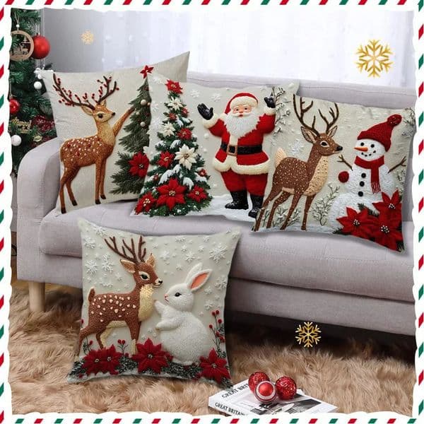 Pillow Case Christmas 2D Flat Print Pillow Cover Festive Elk Rabbit Decorative Sofa Atmosphere DecorativePillow 251015