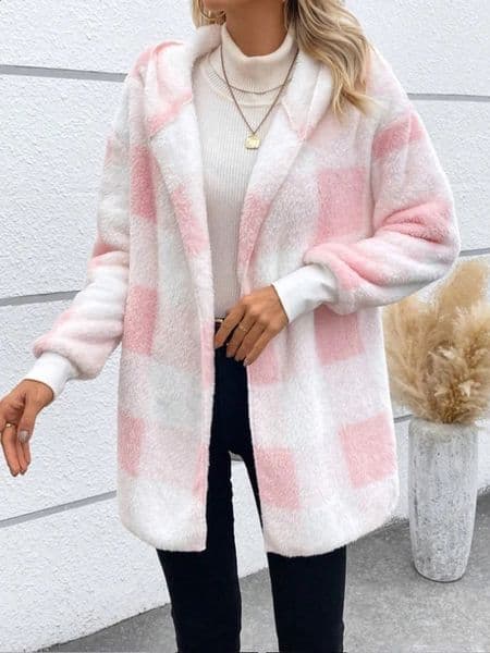 Winter Thick Colorblocked Womens Cardigan Loose Ribbed Cold Resistance Plaid Sweaters Warm Plush Woman Cozy Clothes 251014