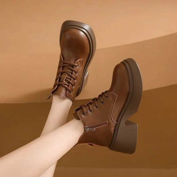 Platform Boots Women Autumn Winter Short Boots for Women Handmade Ankle Boots Lace Up Womens Wedges Botas bota femininaXJ251020
